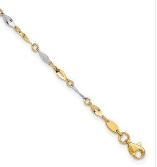 10 KARAT YELLOW AND WHITE GOLD FANCY ANKLET