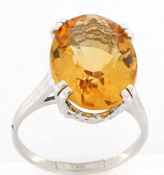 14 KARAT WHITE GOLD 18X13MM OVAL CITRINE RING