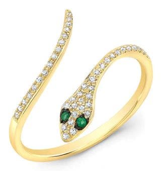 14 KARAT YELLOW GOLD DIAMOND OPEN SNAKE RING