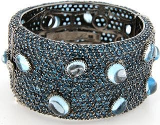 STERLING SILVER LONDON BLUE AND BLUE TOPAZ BANGLE