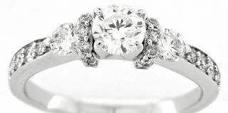 PRE OWNED 14 KARAT WHITE GOLD ENGAGEMENT RING