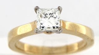 PRE OWNED 14 KARAT YELLOW AND WHITE GOLD ENGAGMENT RING