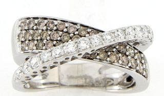 PRE OWNED 14 KARAT WHITE GOLD LEVAIN DIAMOND BYPASS RING