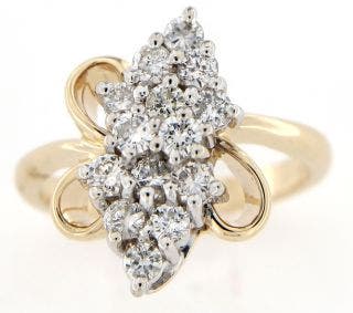 PRE-OWNED 14 KARAT YELLOW GOLD DIAMOND CLUSTER RING