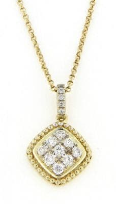 14 KARAT YELLOW GOLD ROPE EDGE DIAMOND NECKLACE