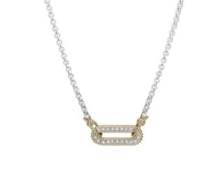 14 KARAT YELLOW GOLD AND STERLING SILVER PAPERCLIP NECKLACE