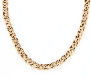 PRE0-OWNED 10 KARAT YELLOW AND ROSE GOLD DOUBLE CURB CHAIN