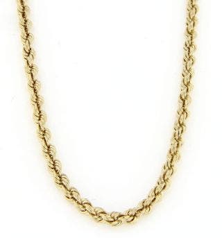 PRE OWNED 14 KARAT YELLOW GOLD 3.25MM SOLID ROPE CHAIN