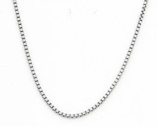 PRE OWNED 14 KARAT WHITE GOLD BOX CHAIN