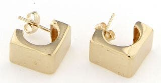 PRE OWNED 14 KARAT YELLOW GOLD SQUARE HIGH POLISHED POST EARRINGS