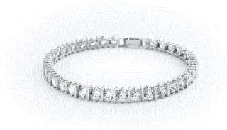 STERLING SILVER WITH PLATINUM PLATING CUBIC ZIRCONIA TENNIS BRACELET