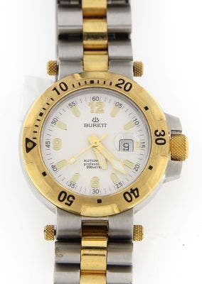 YELLOW AND WHITE STAINLESS STEEL BURET WATCH