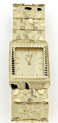 PRE OWNED 10 KARAT YELLOW GOLD SEIKO MOVEMENT NUGGET WATCH