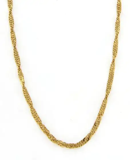 PRE OWNED 21 KARAT YELLOW GOLD TWISTED SINGAPORE CHAIN