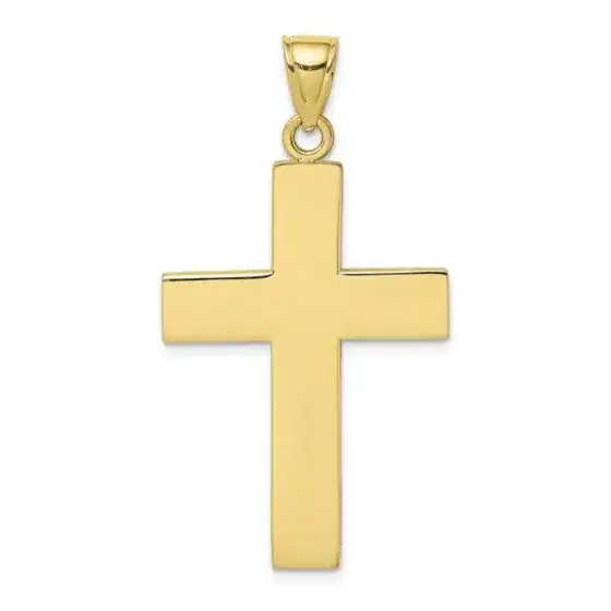 10 KARAT YELLOW GOLD HIGH POLISH CROSS PENDANT WITH OPEN BACK